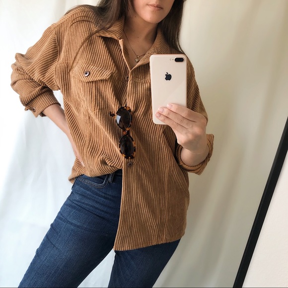 The Luxe Corduroy Shirt-Jacket — Camel - Picture 8 of 10